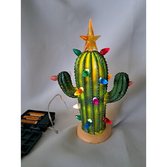 Lighted Saguaro Cactus Christmas Decor Southwestern Holiday Battery Operated - Picture 1 of 8